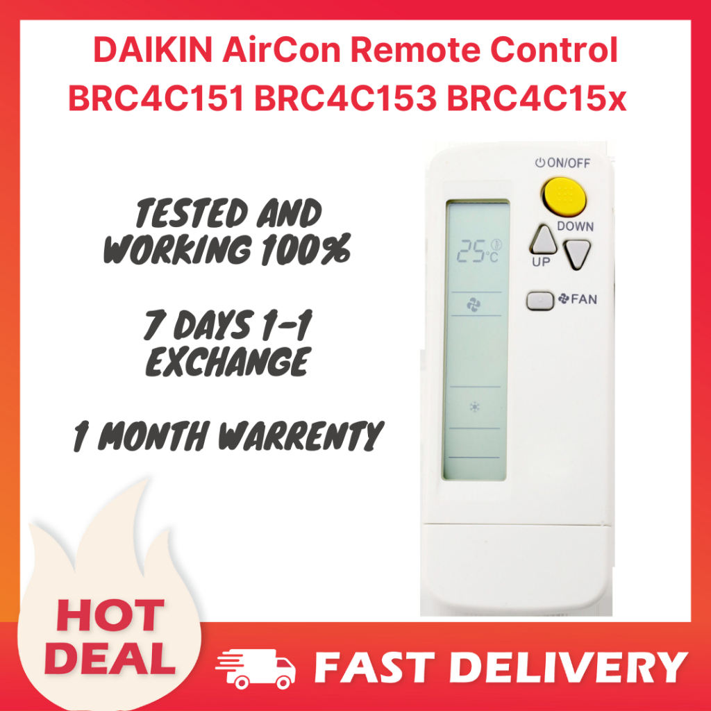 Replacement for DAIKIN Aircon Remote Control BRC4C151 BRC4C152 BRC4C153