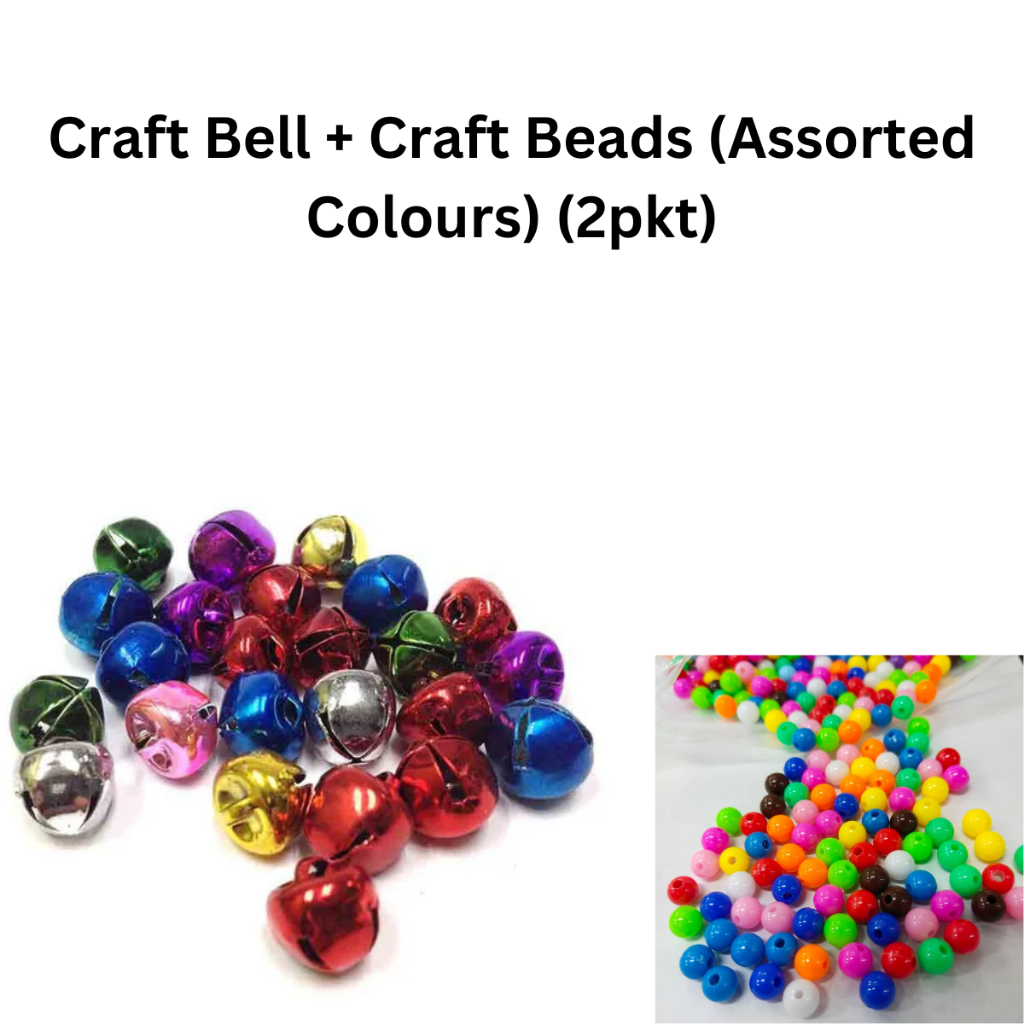 Craft Bell + Craft Beads (Assorted Colours) (2pkt) | Shopee Singapore