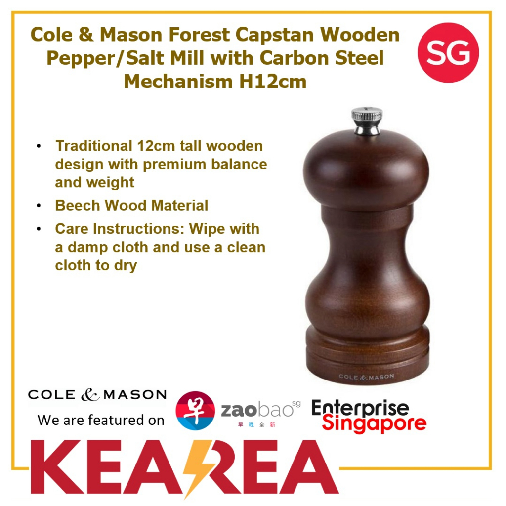 Cole & Mason Forest Capstan H12cm Wooden Pepper/Salt Mill with Carbon
