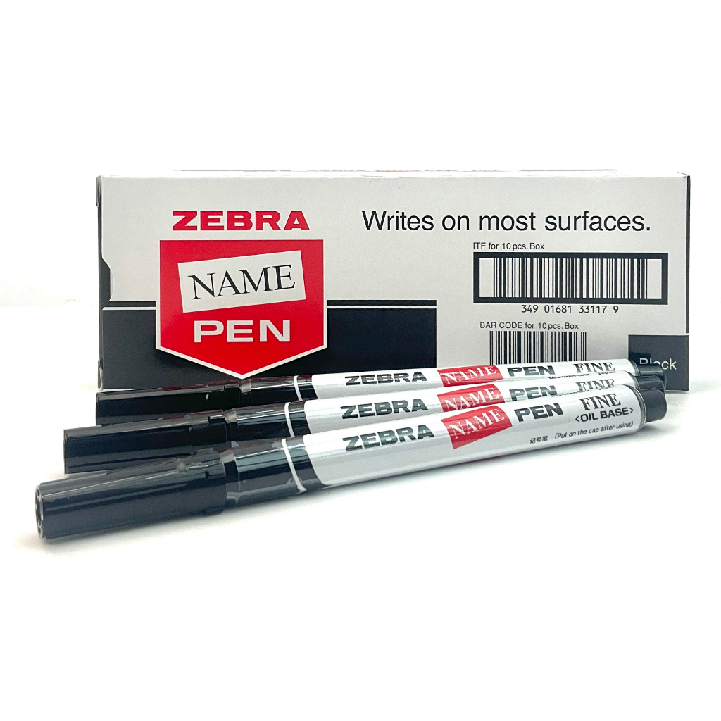 ZEBRA NAME PEN 1 BOX = 10 PCS BLACK PERMANENT MARKER 1.2MM