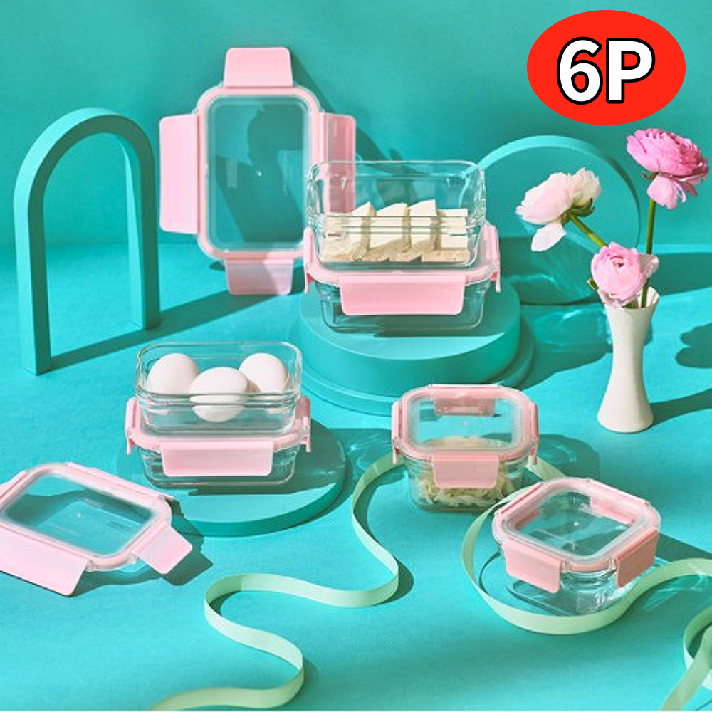 [Glasslock] Pure Candy Pink Mixed 6 Pieces Gift Set / Stylish Korean