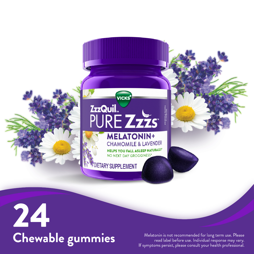 Vicks ZzzQuil Pure Zzzs Melatonin Sleep Aid Gummies that helps you fall