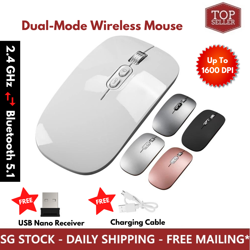 [TopSeller] Dual Mode Wireless Mouse Bluetooth Mouse with FREE MOUSEPAD ...