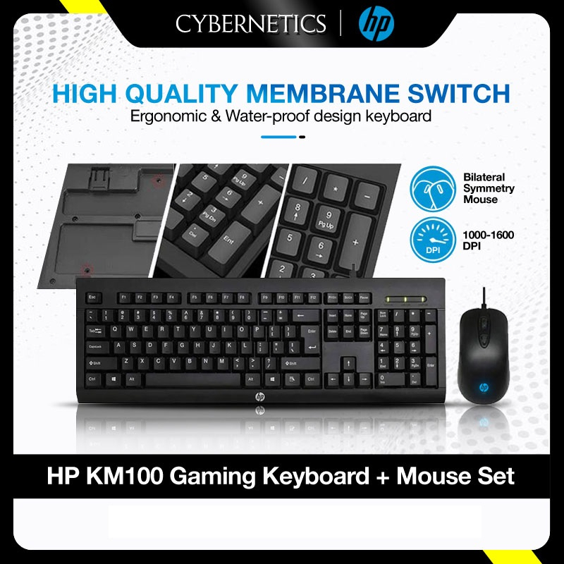 HP Vention KM100 Wired Entry Level Keyboard & Mouse (Black) Shopee
