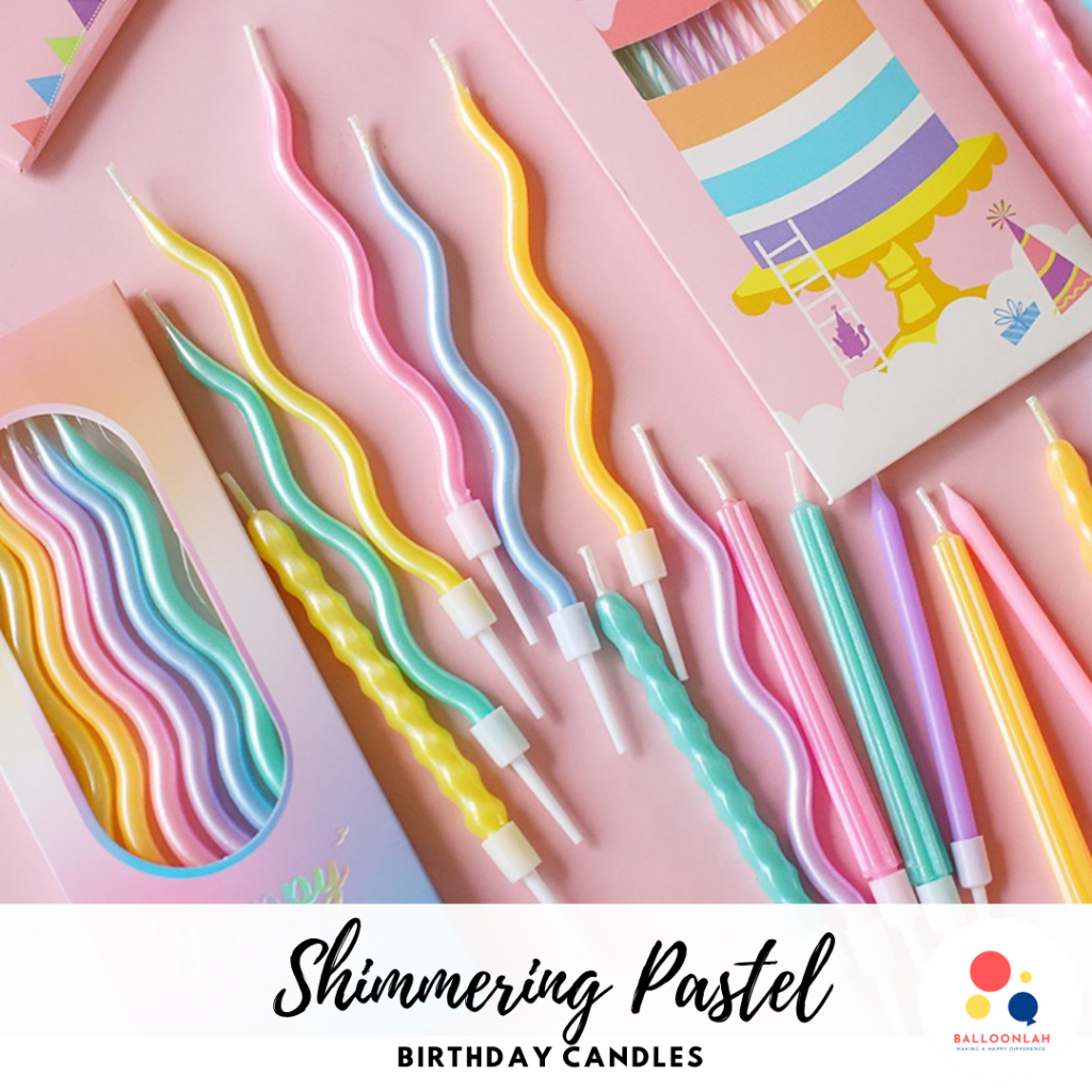 Shimmering Pastel Spiral Candle Birthday Candles Rainbow [READY STOCK