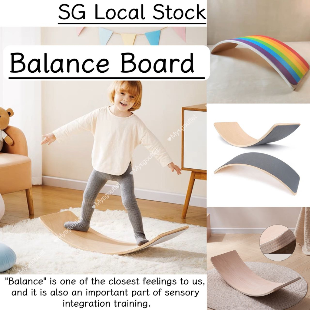 SG Stock Wooden Wobble Balance Board Waldorf Toys Balance Board for