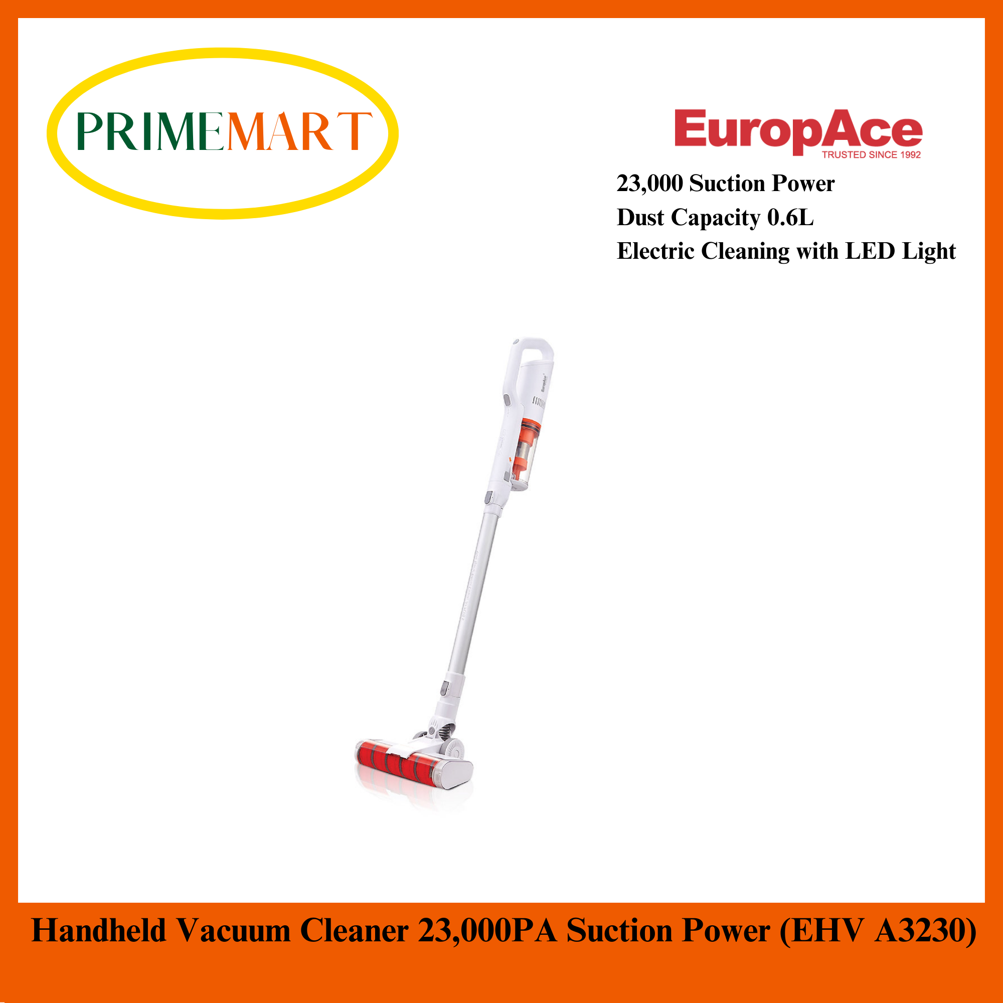 EuropAce Handheld Vacuum Cleaner 23,000PA Suction Power EHV A3230