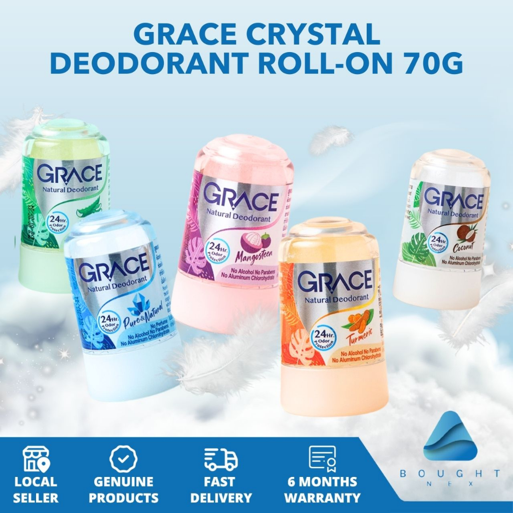 Grace Crystal Deodorant - 70g Roll-On, Long-Lasting, Natural ...