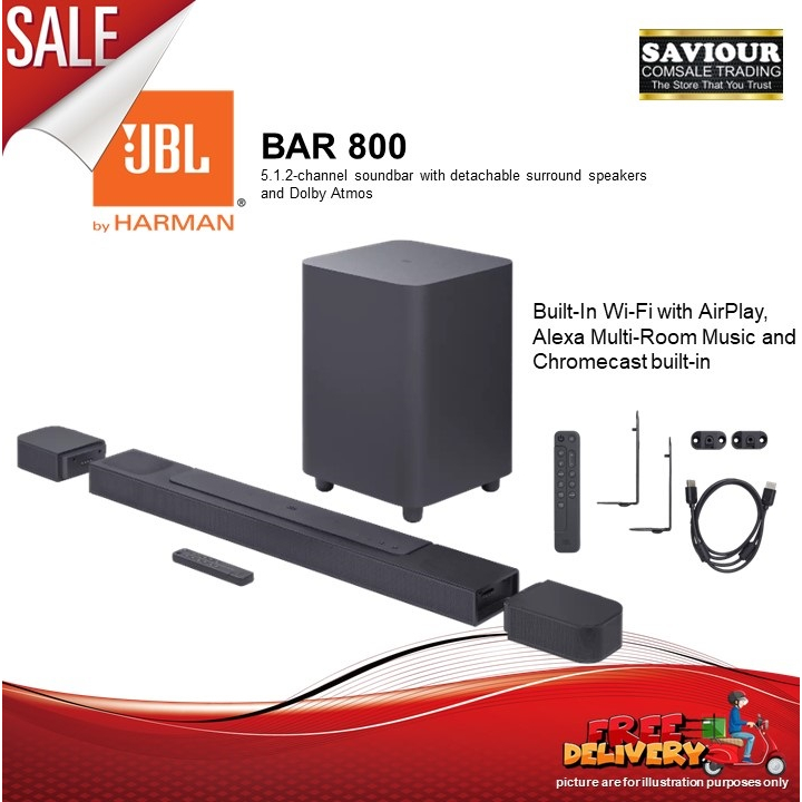 JBL BAR PRO 800 5.1system 2channel soundbar with detachable surround