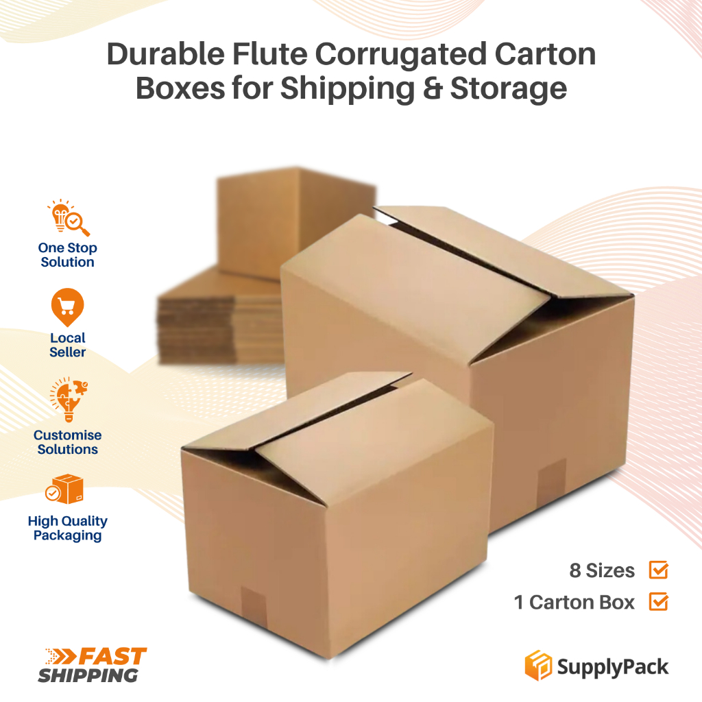 Durable Flute Corrugated Carton Boxes for Shipping & Storage HeavyDuty