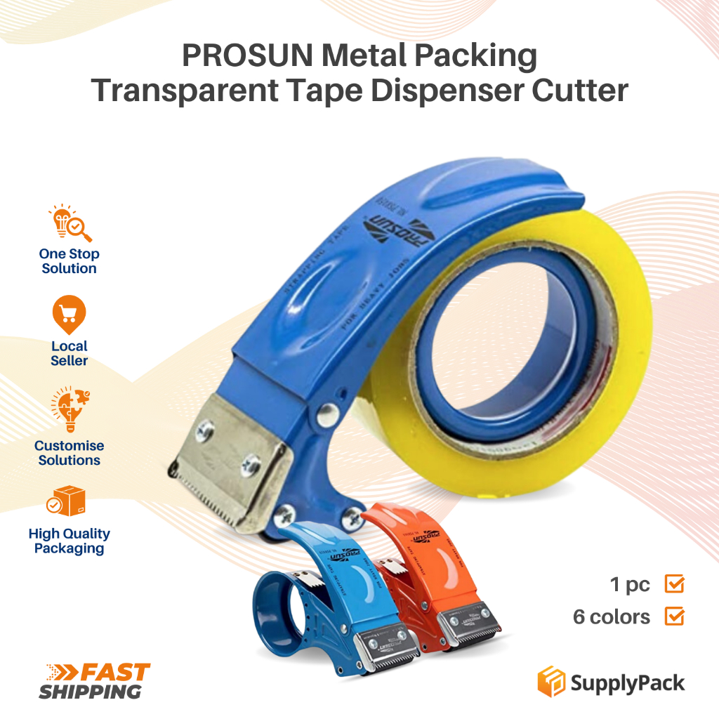 PROSUN Metal Packing Transparent Tape Dispenser Cutter Reliable Sturdy