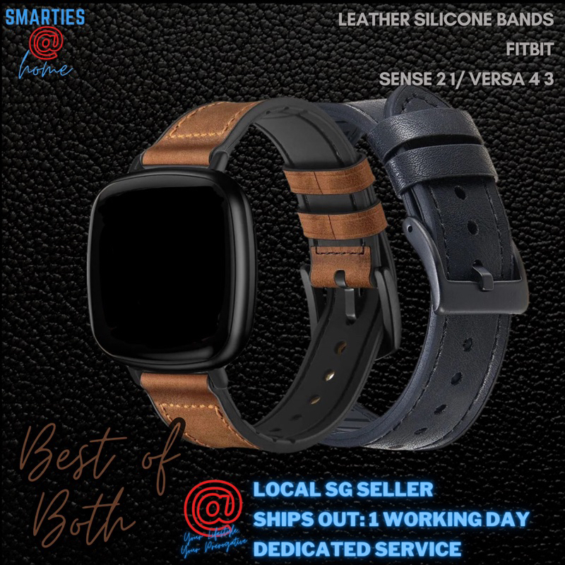 Premium Leather Silicone Strap Band For Fitbit Versa 4 Versa 3 Sense 2 Sense Versa 2 Versa Shopee Singapore