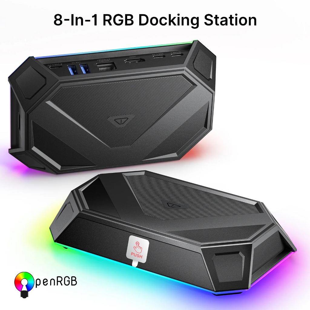 JSAUX RGB Docking Station for ROG Ally Steam Deck Legion Go Dock Hub 4K