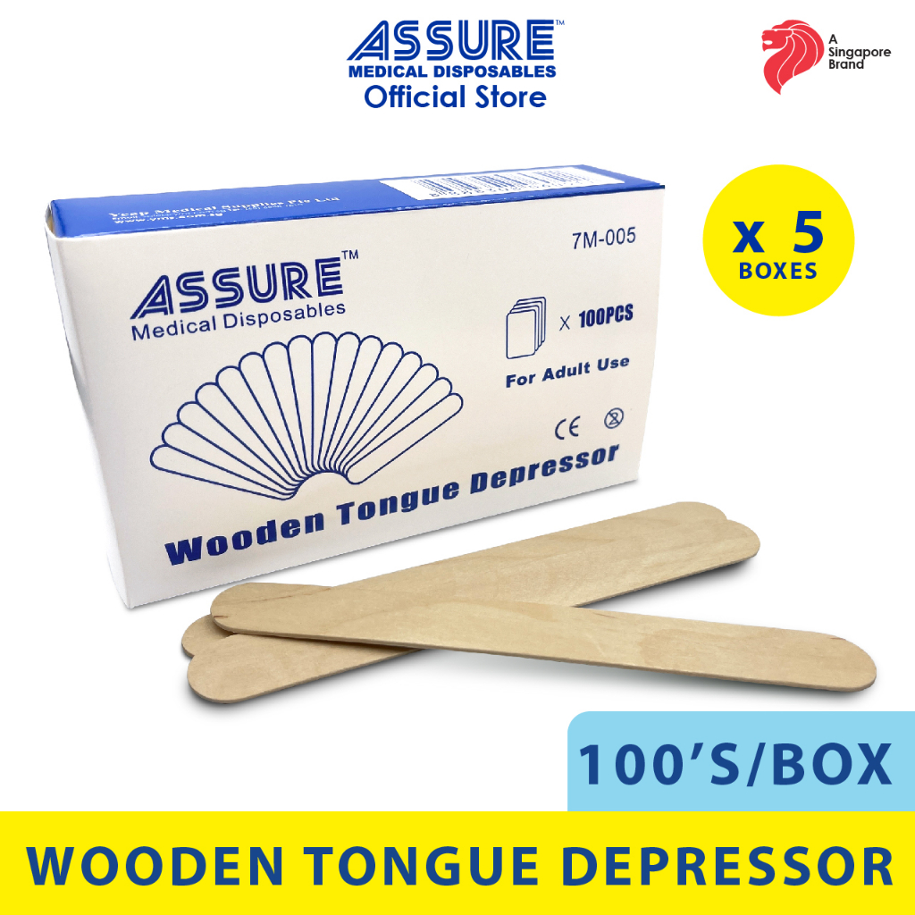 [Bundle of 5] ASSURE Wooden Tongue Depressor (Box of 100's) Shopee