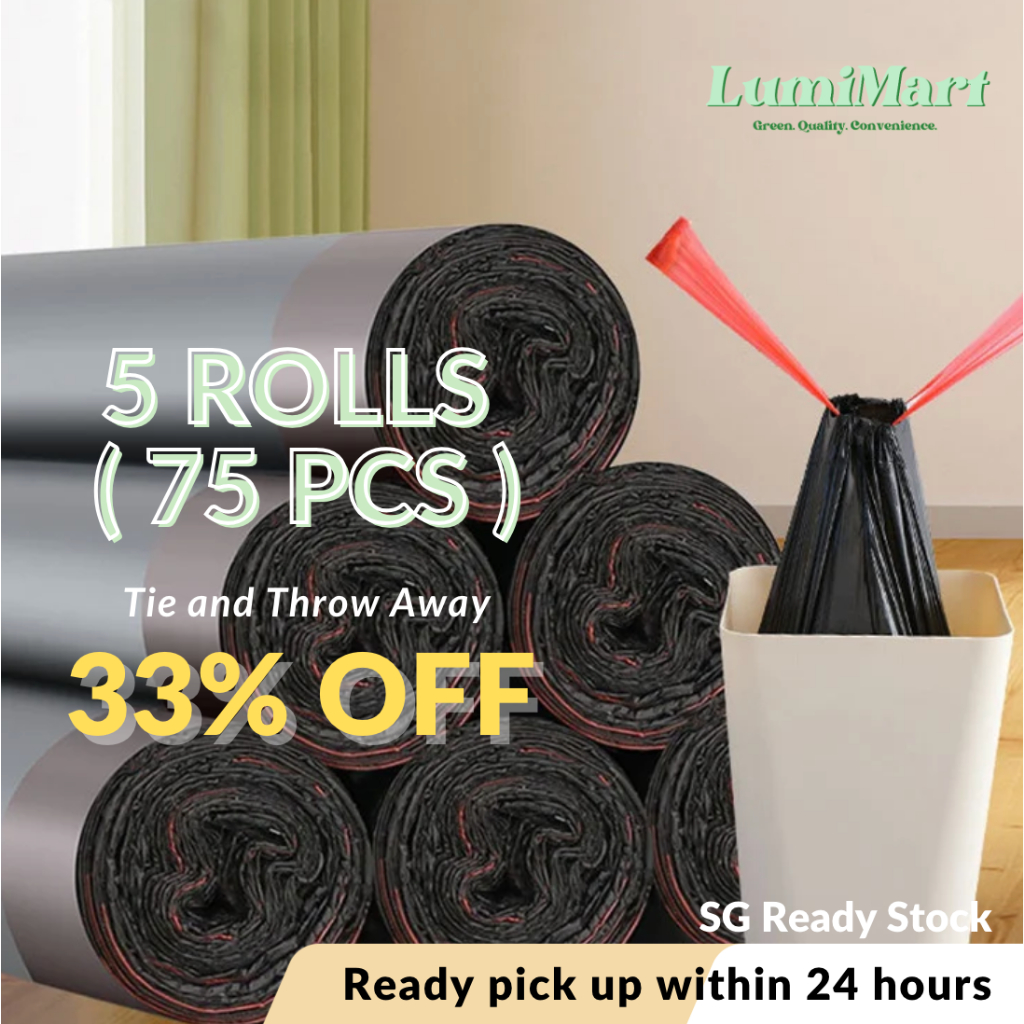 SG Ready Stock Drawstring Trash Bag / Garbage Bag / Rubbish Bag / Plastic Bag (Singapore Seller