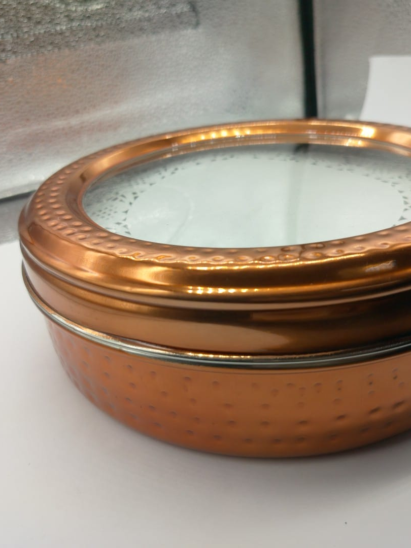 Pure Copper Spice Box (Masala Dani) Set With Spoon And
