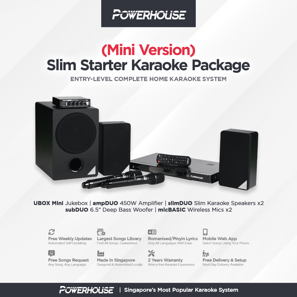 [SG] Powerhouse Slim Starter Home Karaoke System with Touchscreen ...