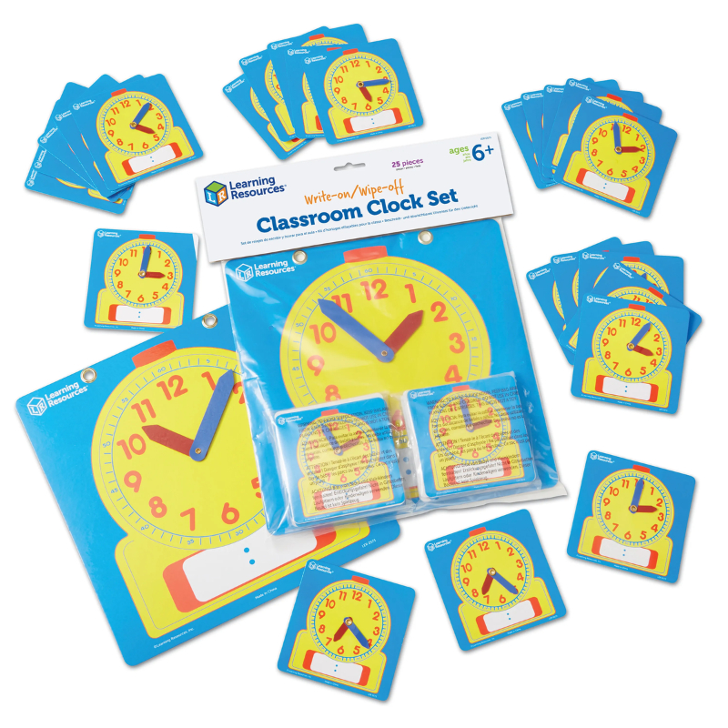 Learning Resources LER0575 Write & Wipe Clocks Classroom Set Maths