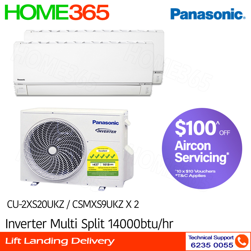 Panasonic Multi-Split AirCon CU-2XS20UKZ (CS-MSX9UKZ X 2) with FREE ...