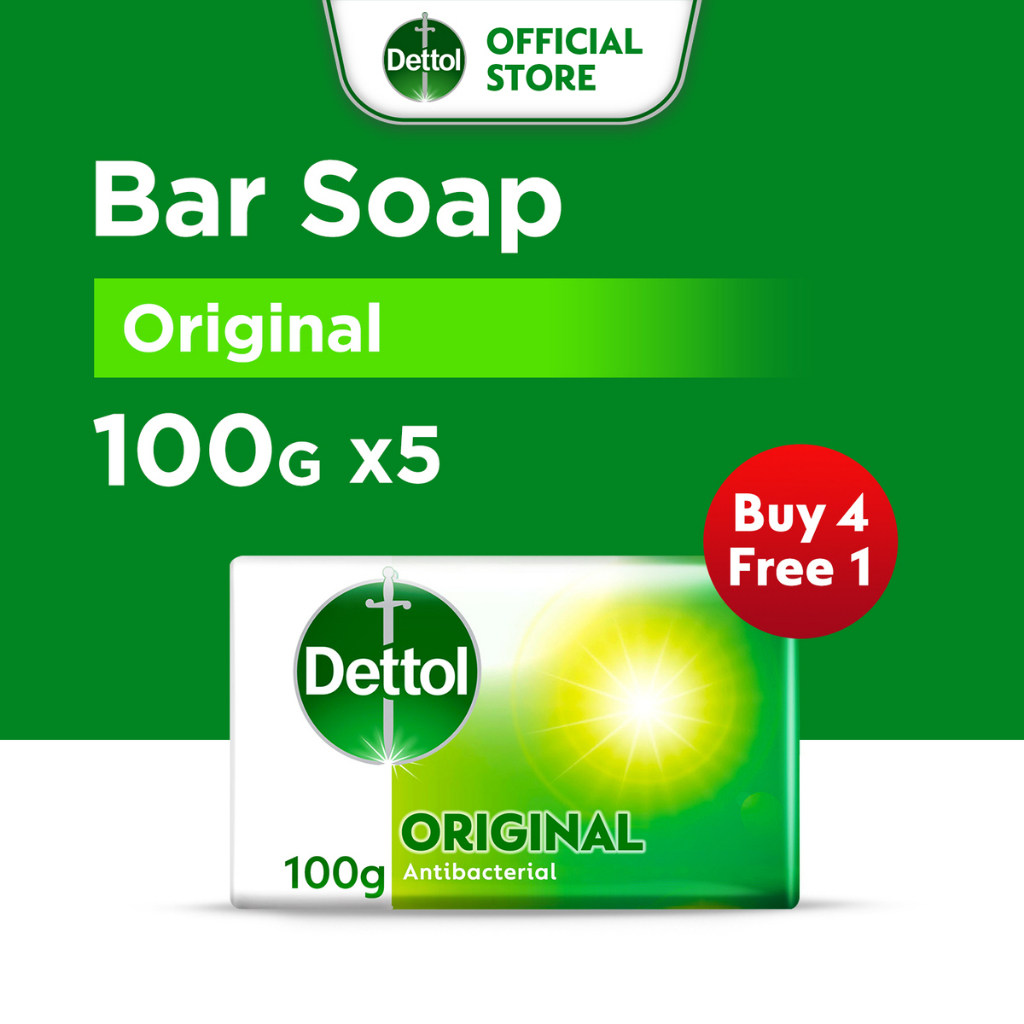 4+1Dettol AntiBacterial Bar Soap Original 100G (Kills 99.9 of Germs