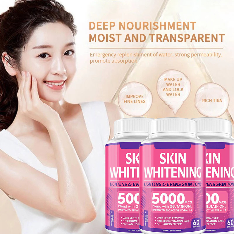 Glutathione Skin Whitening Pills 60 Capsules 5000mg Glutathione 100 ORIGINAL Whitening Booster Kulit Putih