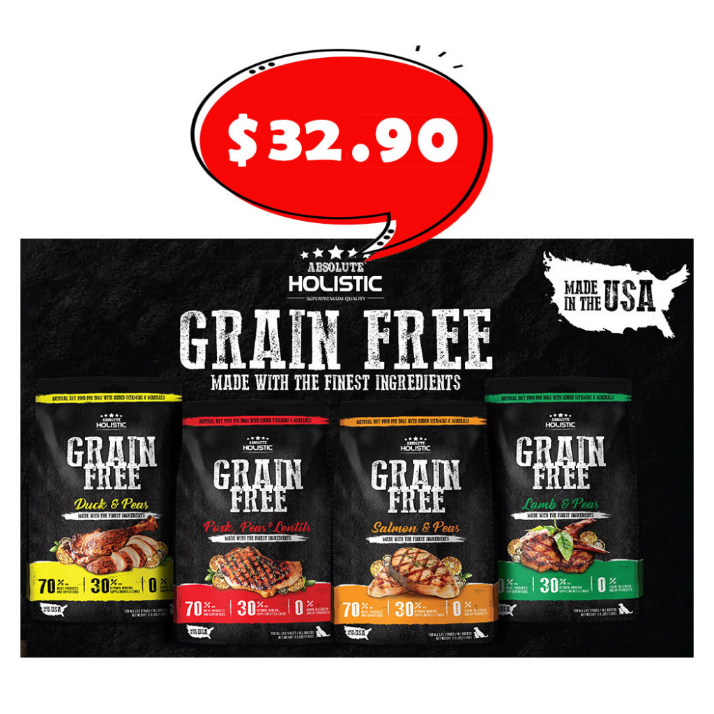 Absolute Holistic Grain Free Kibbles for Dogs 3.3lbs -Duck, Pork Lamb ...