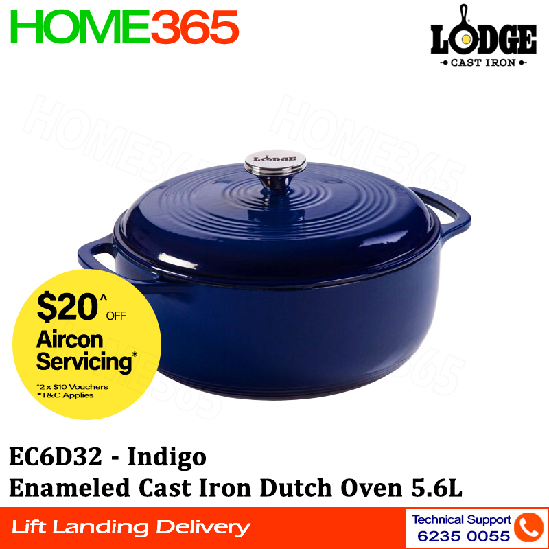 Lodge EC6D32 6 Qt. Indigo Enameled Cast Iron Dutch Oven