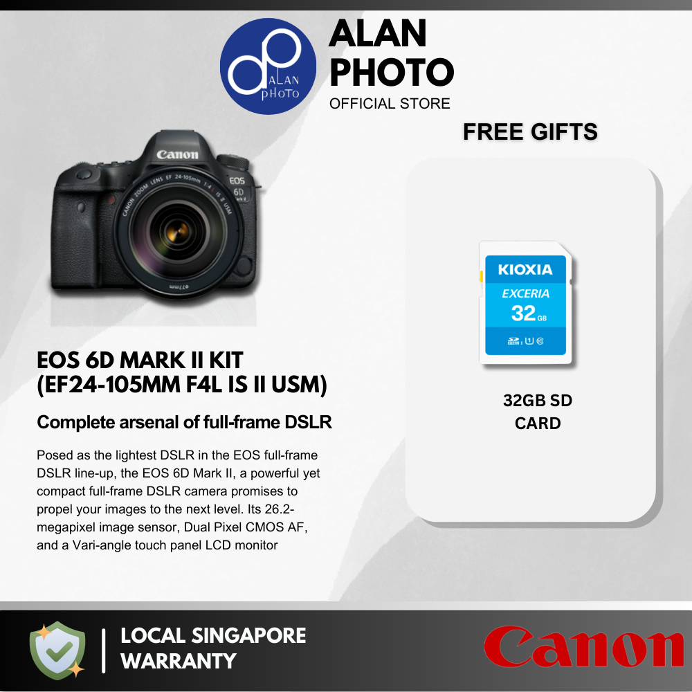 Canon EOS 6D Mark II 6D II with 24-105mm F4L II Lens Canon Singapore  Warranty