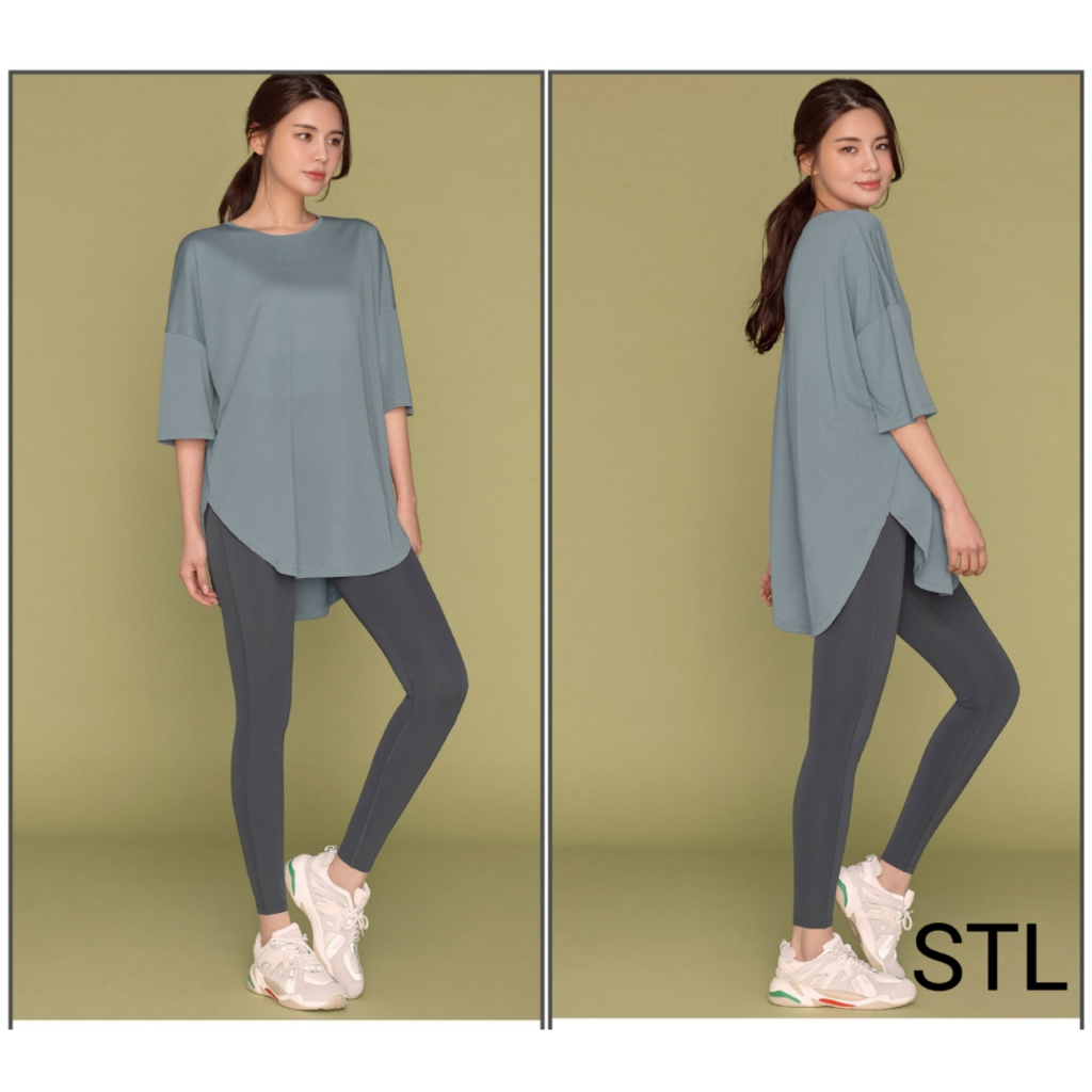 [STL] Fresh Crepe Lining Long Tee women clothes Korea national yoga Sports  wear Pilates gym work out clothes