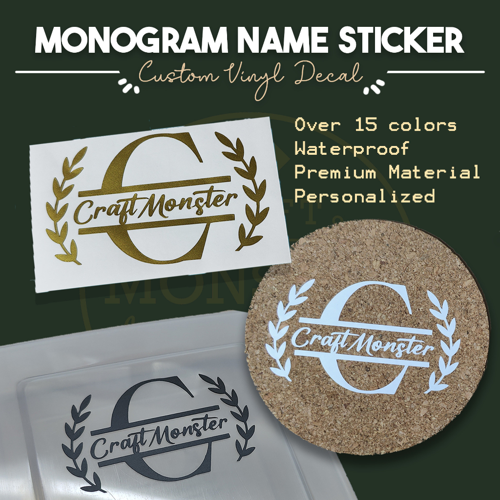 Customized Name Logo Monogram Vinyl Sticker | Shopee Singapore
