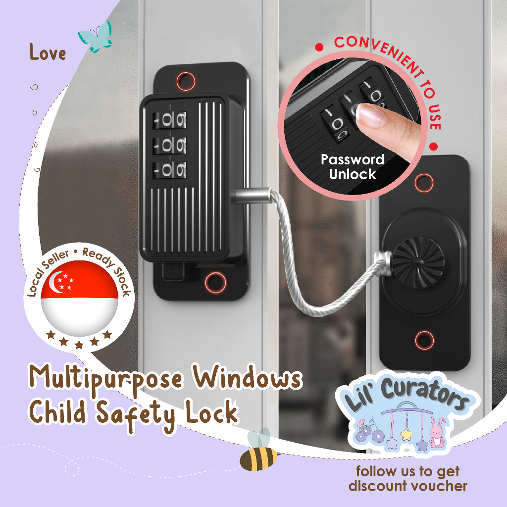 (Lil' Curators) Non Drilling Multi Purpose Child Safety Window Lock