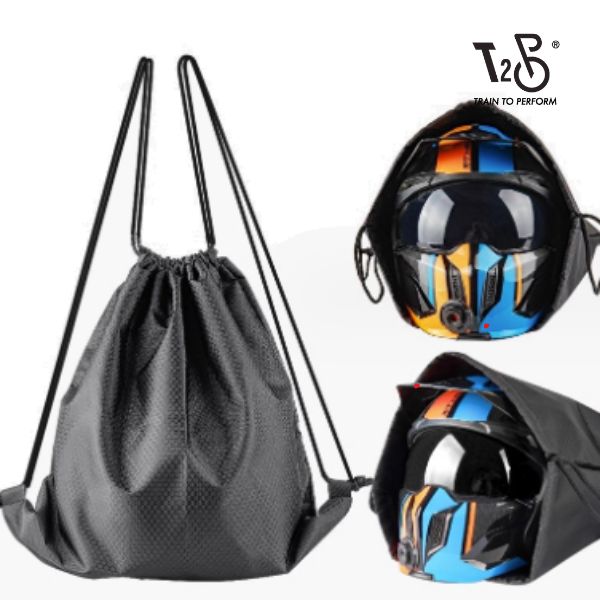 T2P Drawstring Helmet Bag Waterproof Sports Bags Black Bag for Women