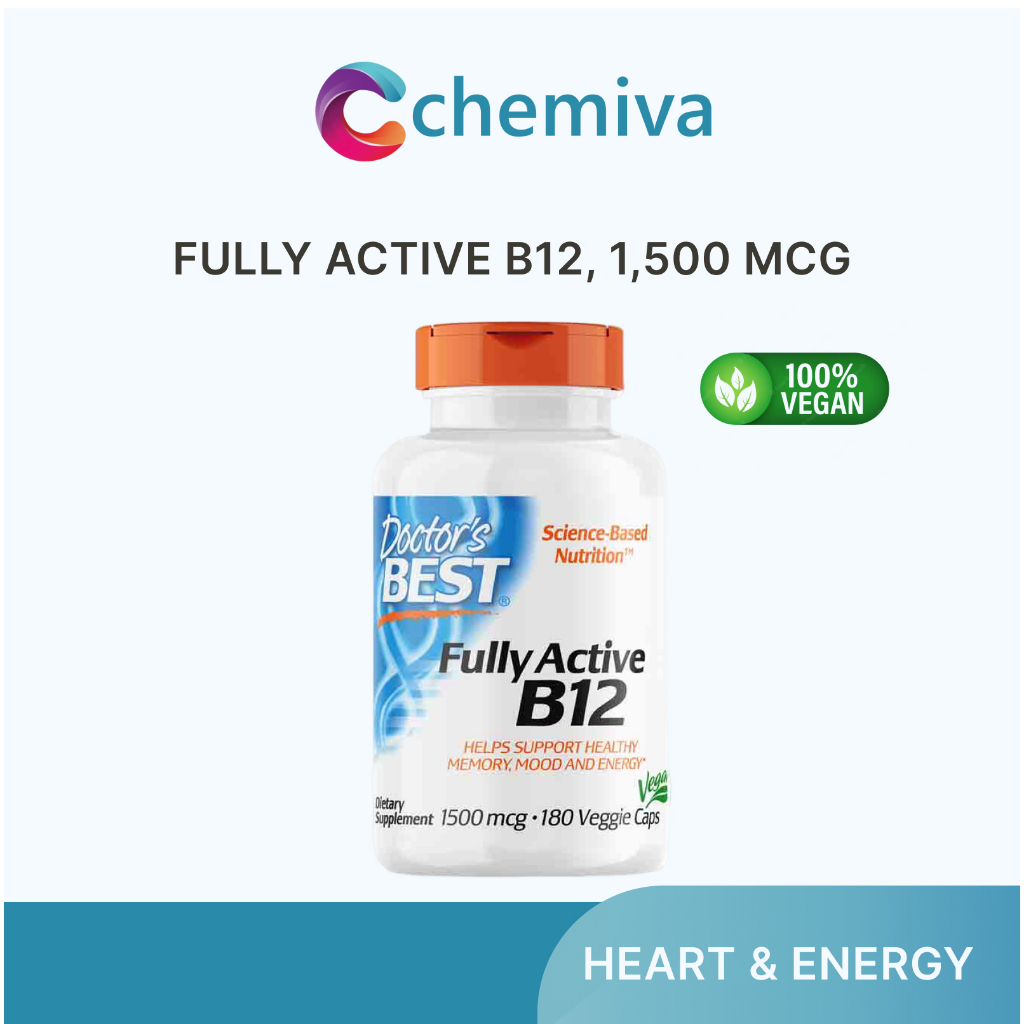 [Fast Shipping] Doctor's Best, Best Fully Active B12, 1500 mcg, 60 / 180 Veggie Caps Shopee