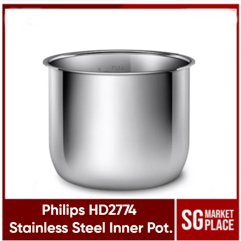 Philips HD2774 Stainless Steel Inner Pot. Suitable with Philips HD2238 All in One Cookers. 8 L Capacity