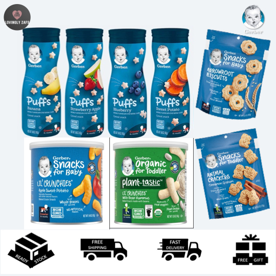 [CHEAPEST IN SHOPEE!] Gerber Grain &Grow Puffed Grain, Gerber Organic Lil' Crunchies, Arrowroot