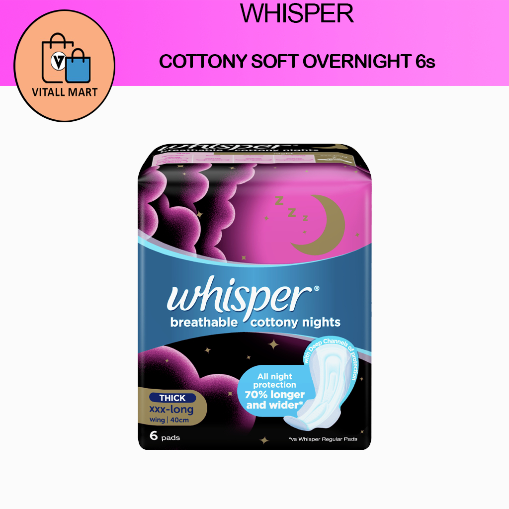 WHISPER, Cottony Clean X-Long Heavy Flow / Overnight Wings 10 Pads [SANITARY  NAPKIN]