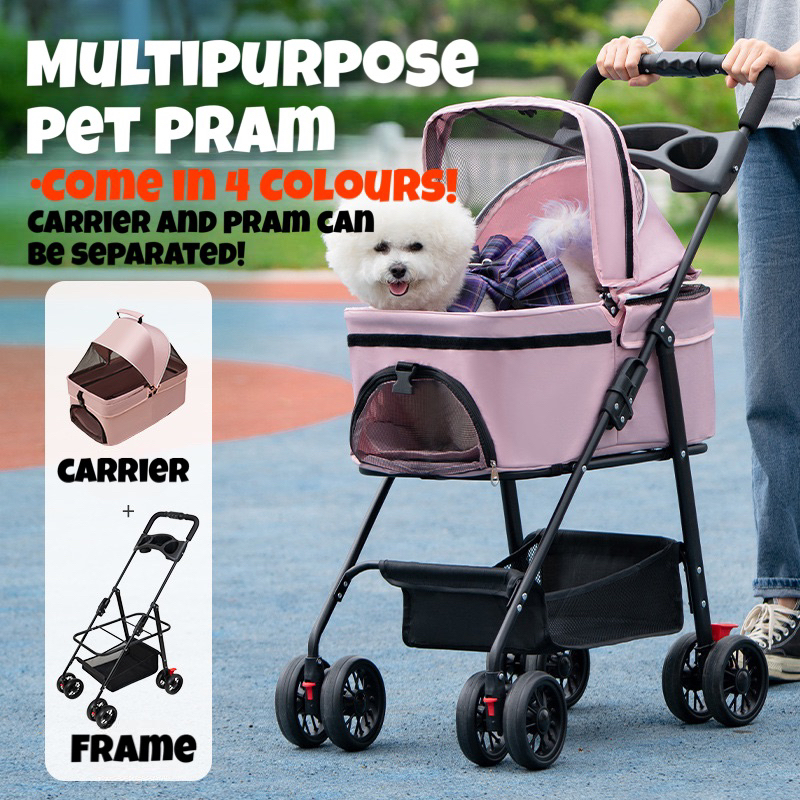 [SG BASED] 3in 1 Carrier Pet Stroller Pet Pram Detachable Pet Stroller Shopee Singapore