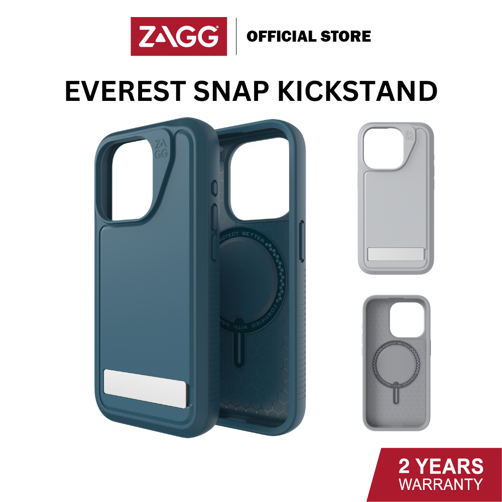 Zagg Everest Snap with Kick Stand Case with Graphene For iPhone 15 Pro / 15 Pro Max 2 Years