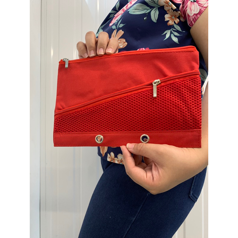 Dual-Zip Compact Travel Pouch, Pencil Box, Zipper Pouch with Ring Hole ...