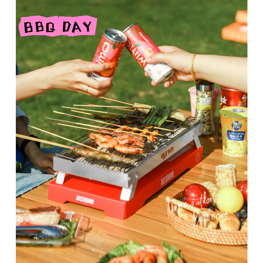 🚚Ready Stock🚚Portable BBQ PIT BBQ GRILL with free charcoals Shopee