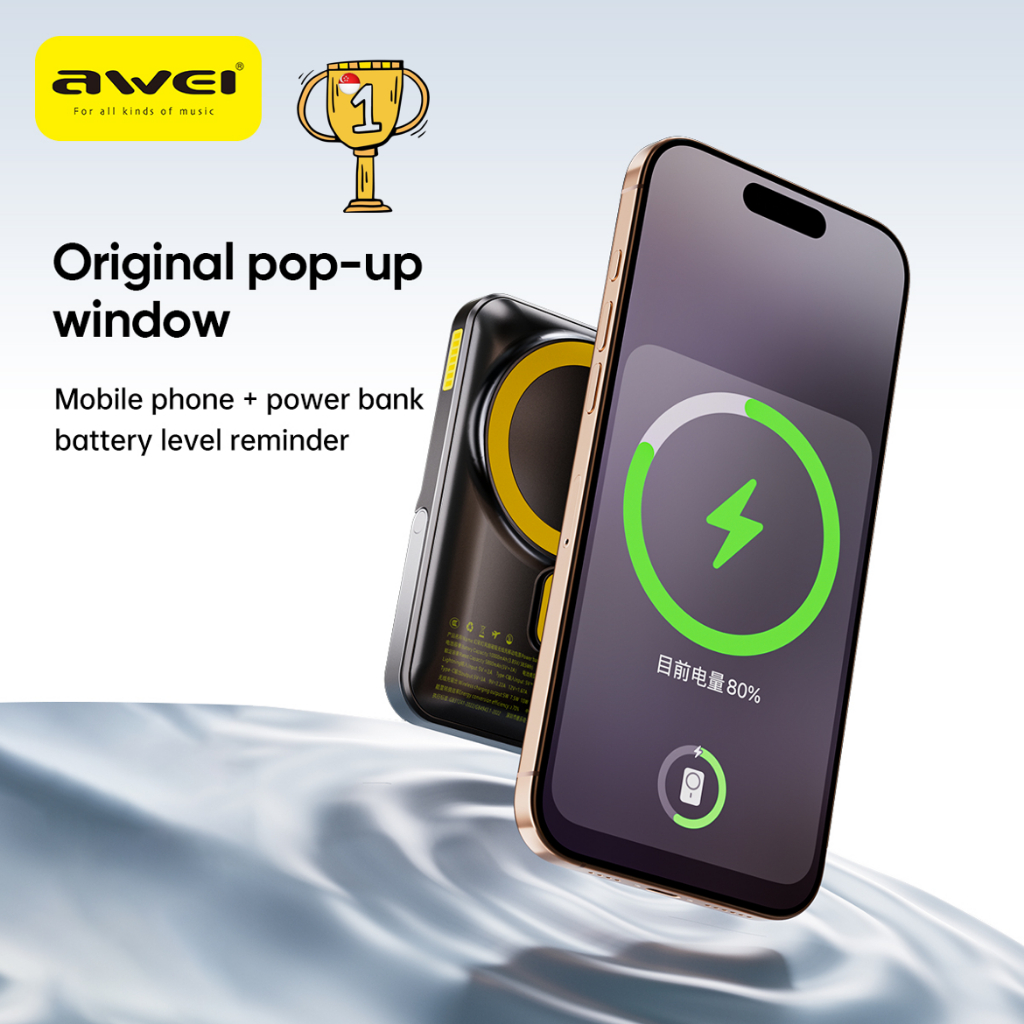 CCC 3C AWEI PA-10 10000mAh Power Bank Fast Charging Powerbank Magnetic  Wireless 15W Powerbank Mini Can Be Taken on Board | Shopee Singapore