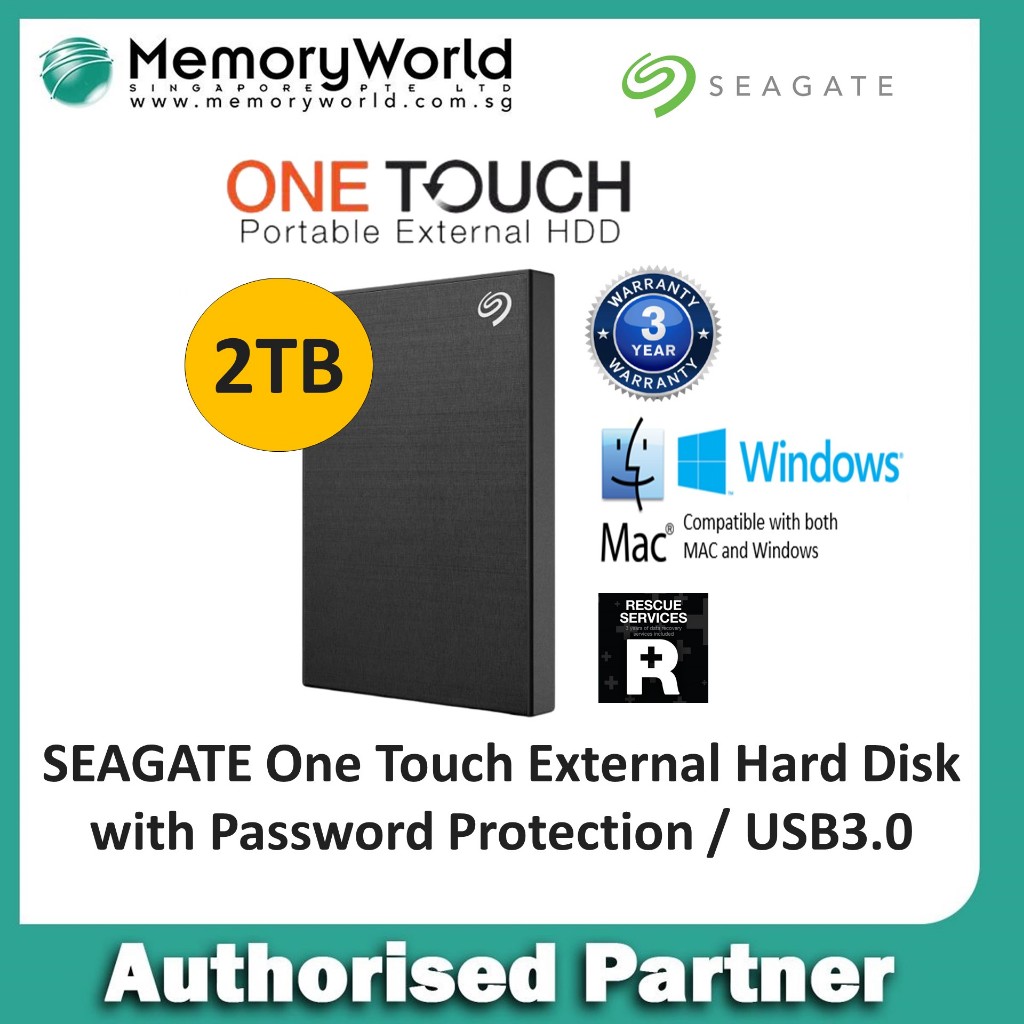 SEAGATE 2TB One Touch External Hard Drive / Hard Disk / HDD with ...