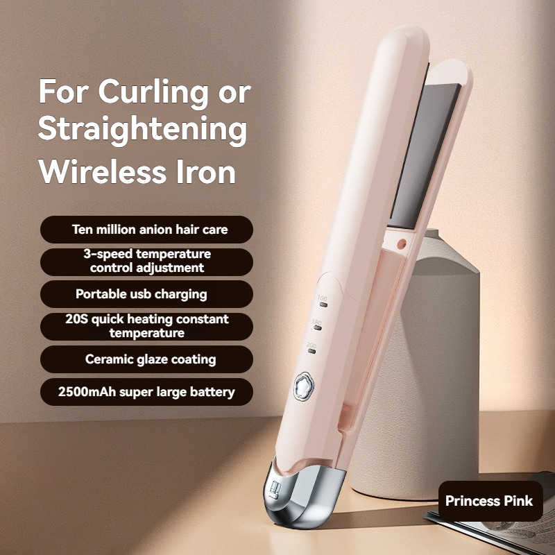 Wireless Hair Straightener Mini Curling Iron Portable Flat Iron and ...