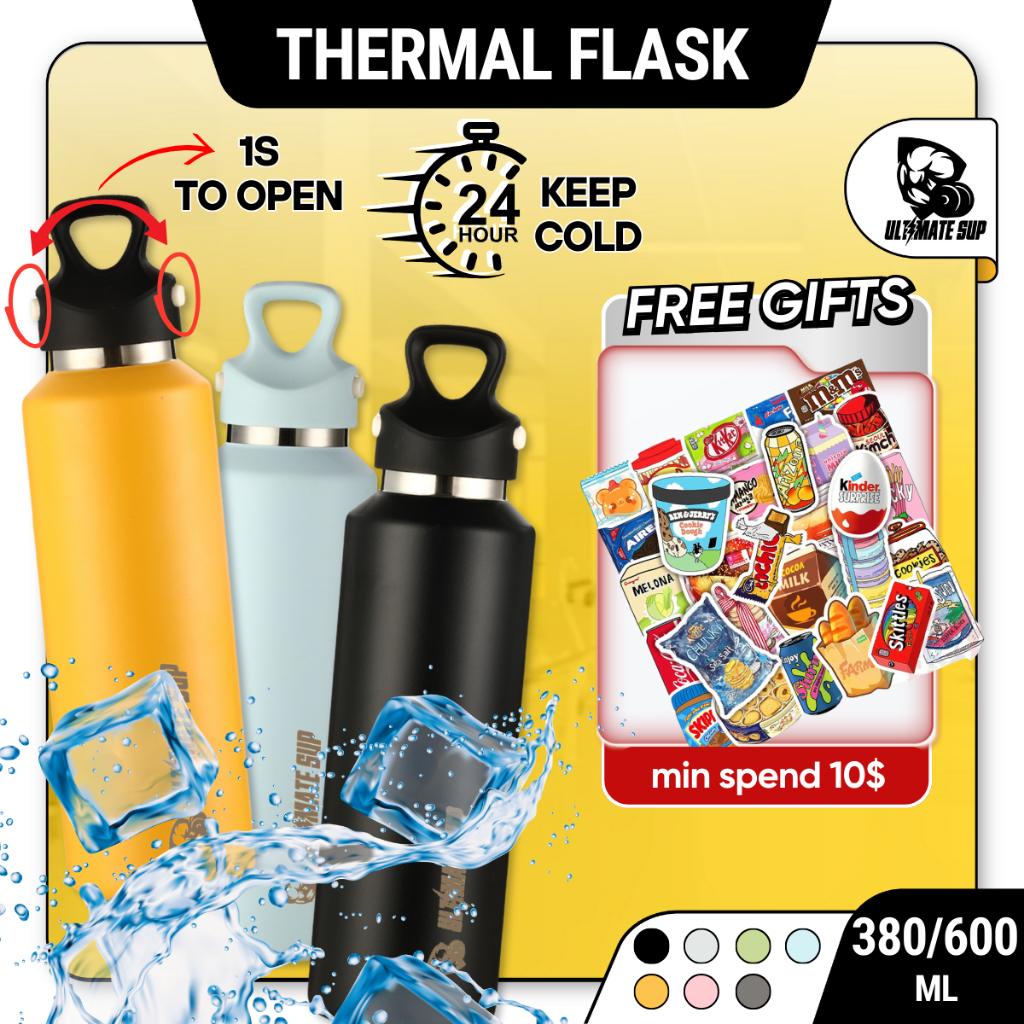 Frost Vial, 600ml, Thermal Flask Insulated Stainless Steel Water Bottle ...