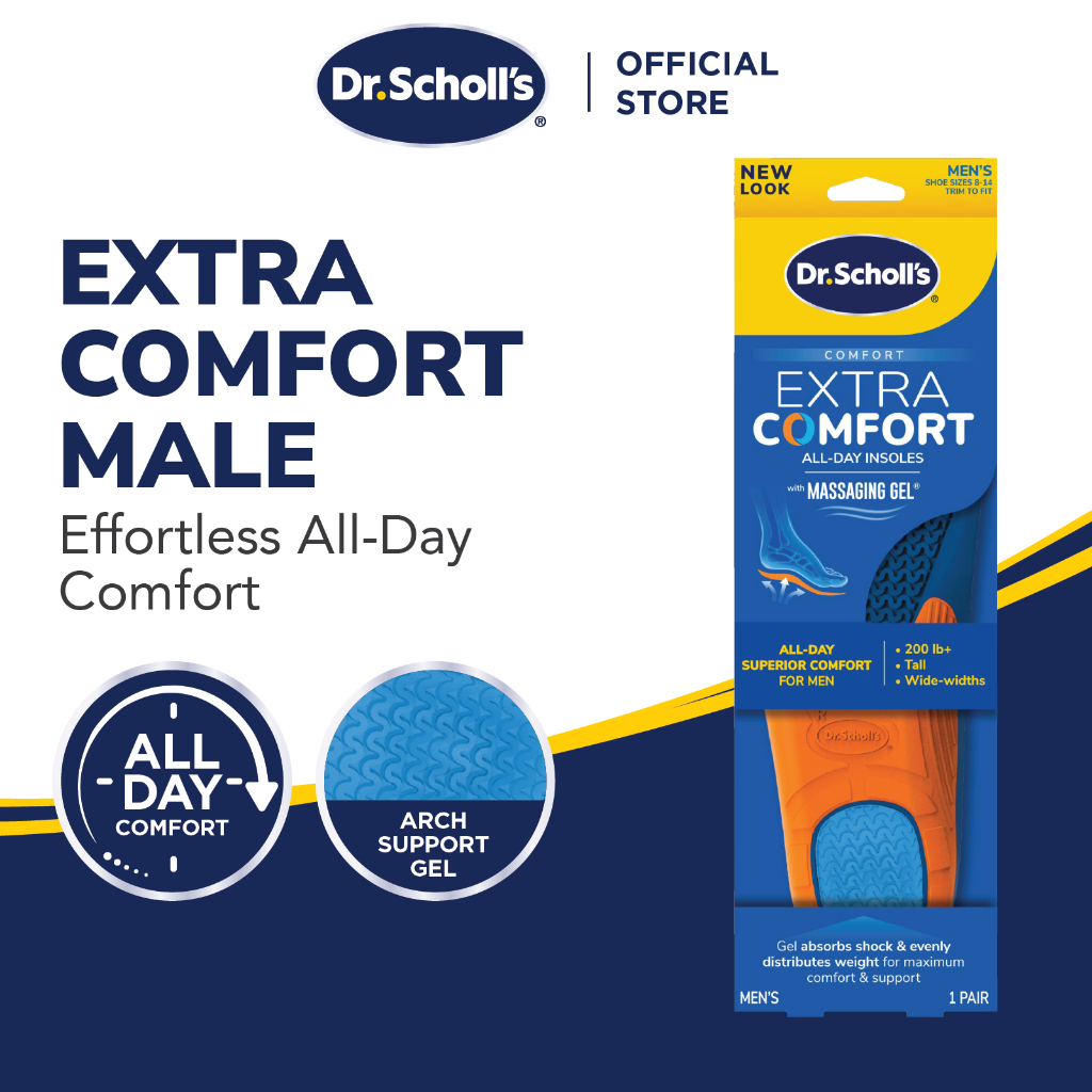 Dr.Scholl Extra Comfort All-Day Insoles with Massaging Gel Men's ...