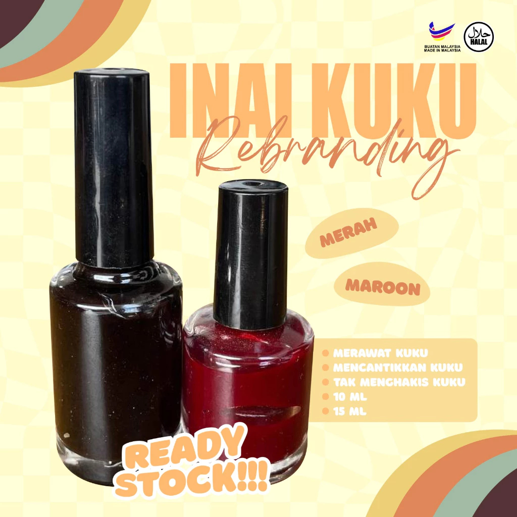 Inai Kuku - Natural Nail Merah/Maroon – 15ml | Shopee Singapore