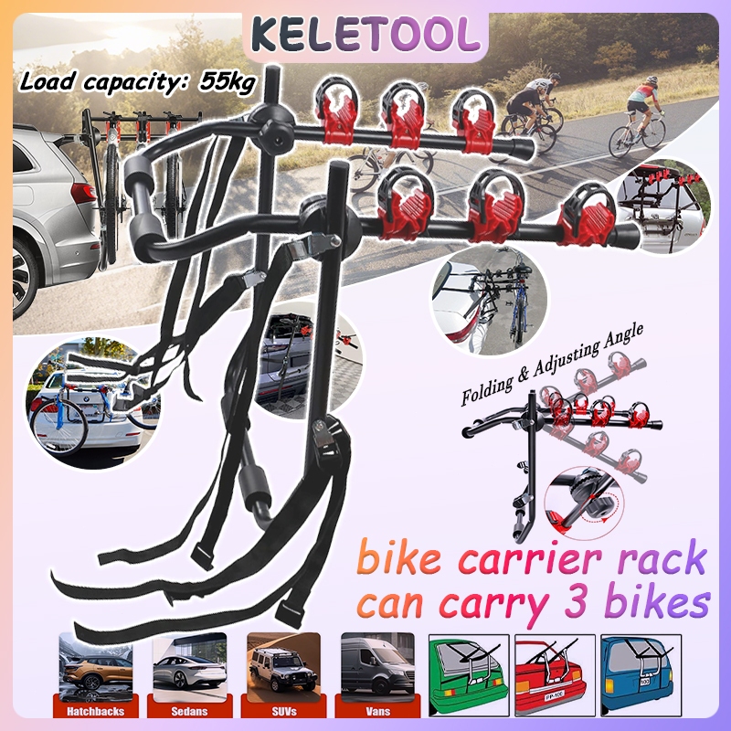 Foldable Car Rear Bicycle Rack Car Trunk Adjustable Triple Bike Mount ...