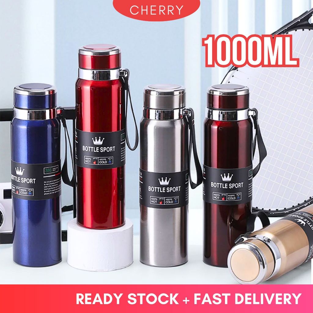 CHERRY 1000ML SUS316 Stainless Steel Vacuum Flask Thermos Tumbler 