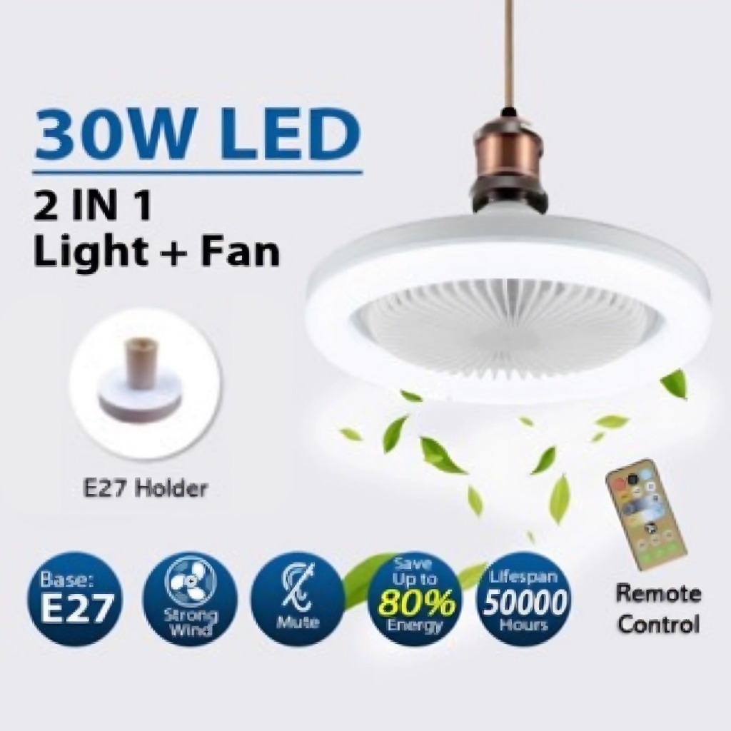 [SG Seller] 2 in 1 Multi Function E27 Fan Light Super Bright Super Cool ...