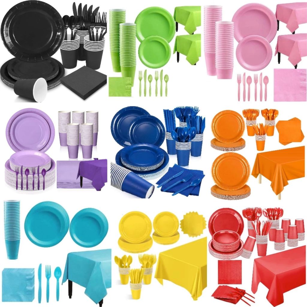 (SG SELLER) Disposable Tableware Party Tableware Party Plates Paper ...